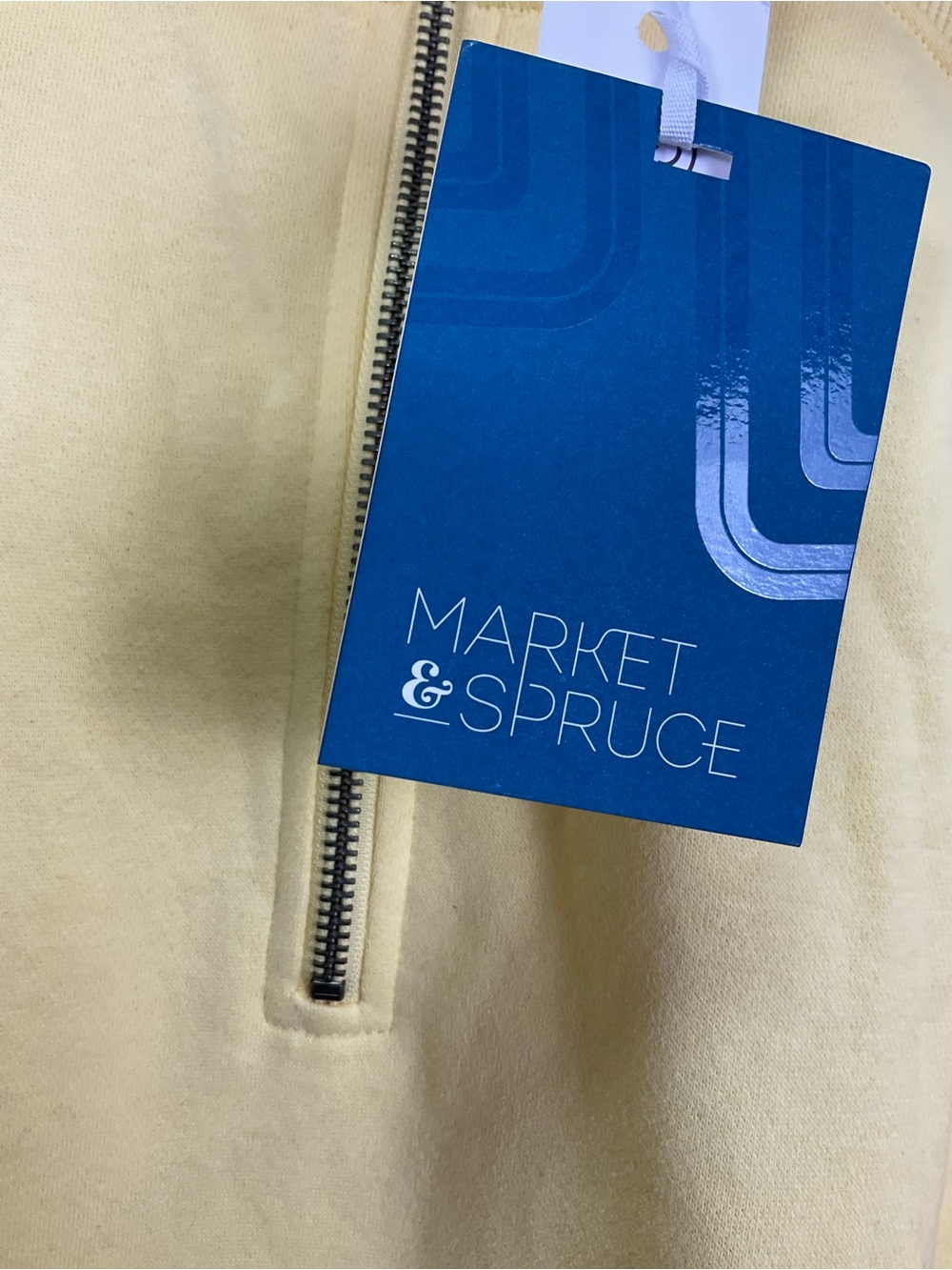 Market & Spruce Davis Raglan Fleece Quarter Zip Sweatshirt-Yellow - Picture 2 of 8